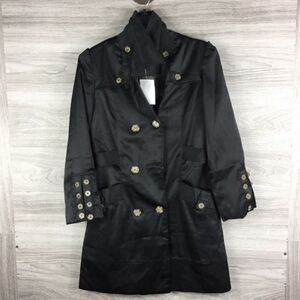 East E-Nian Satin Black Over Coat size S
